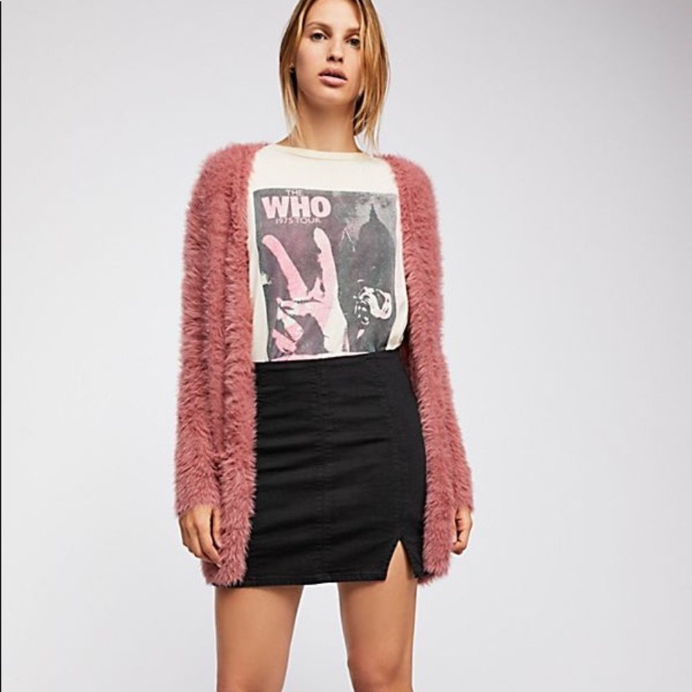 FREE PEOPLE Faux Fur Cardigan NWT SZ M Dusty Pink - Picture 3 of 6